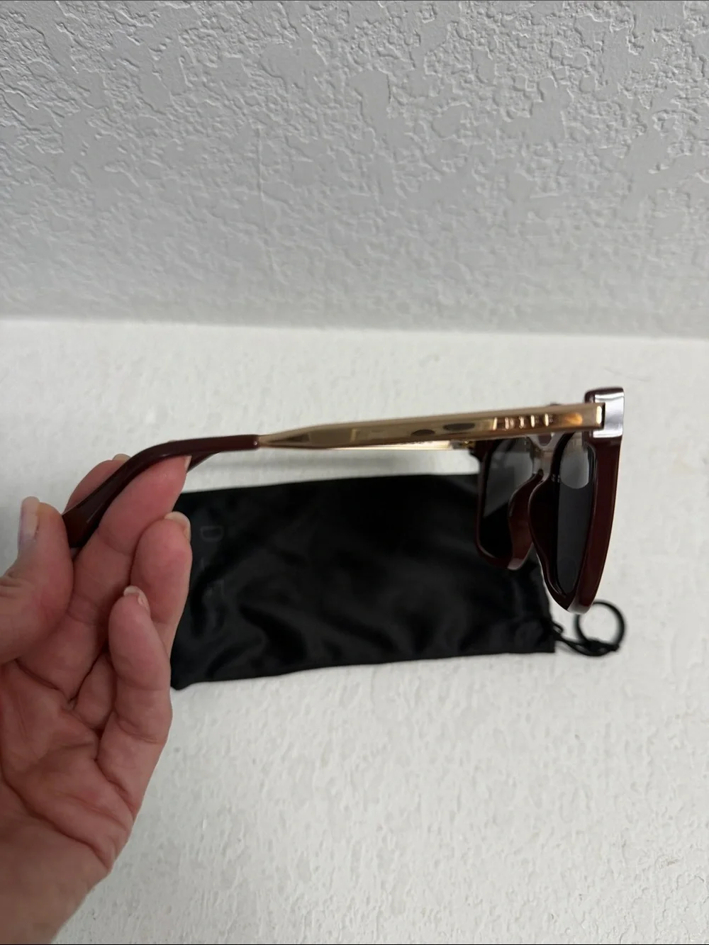 NWOT DIFF Women's Brown Burgundy Square Cat Sunglasses with Dark Lenses